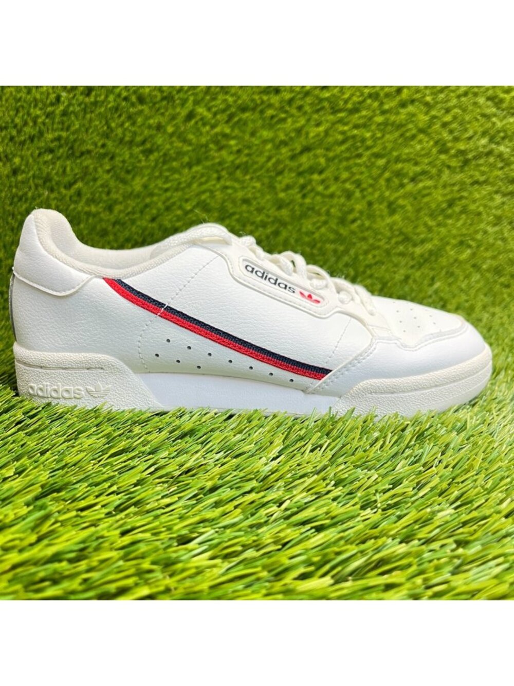 Adidas Continental 80 Boys Size 4.5Y White Red Athletic Leather Shoes Sneakers‎